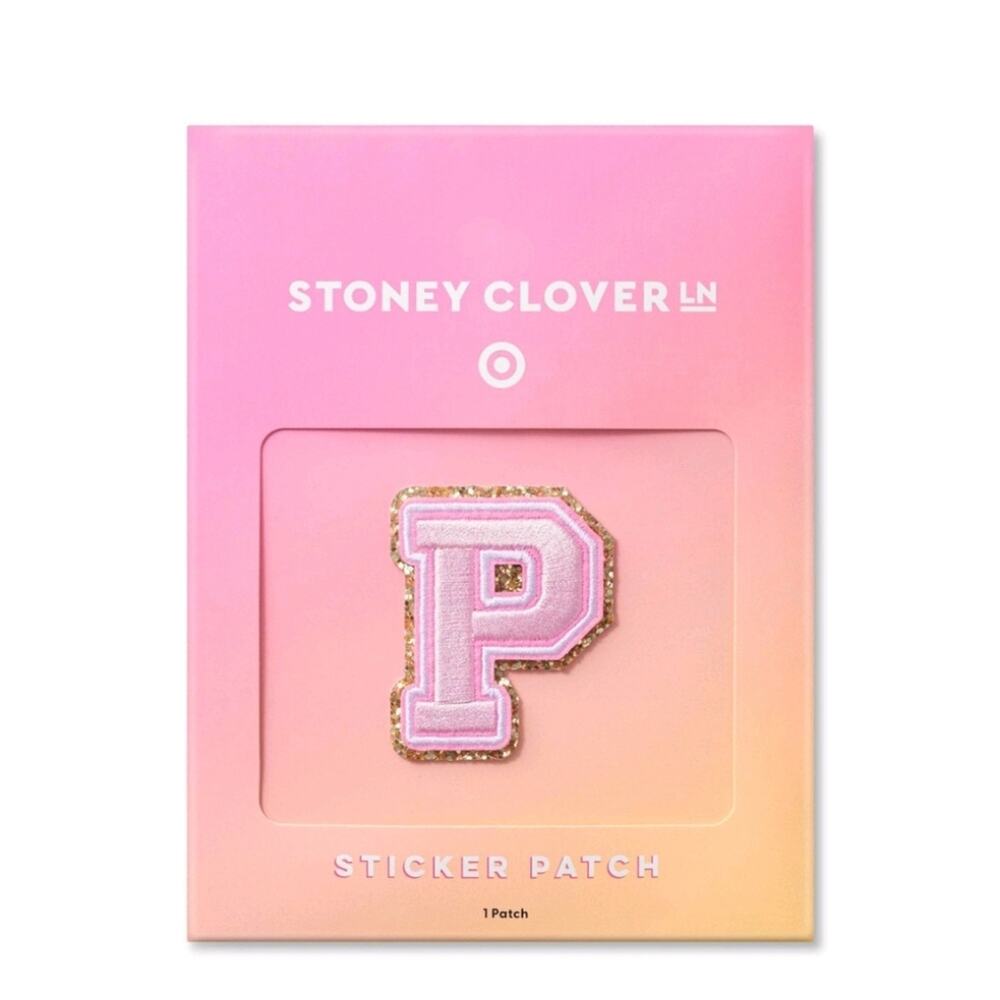 🔥 STONEY CLOVER LANE X TARGET COLLABORATION P LETTER PATCH BABY PINK GOLD NWT